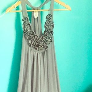N/WOT Vibe Long Gray Maxi Dress with Zipper Flower